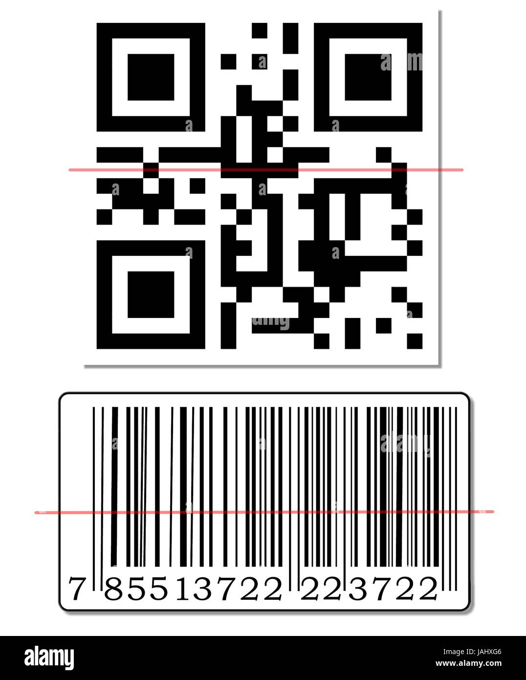 QRCode und Barcode Scannen rote Linie Stockfotografie Alamy