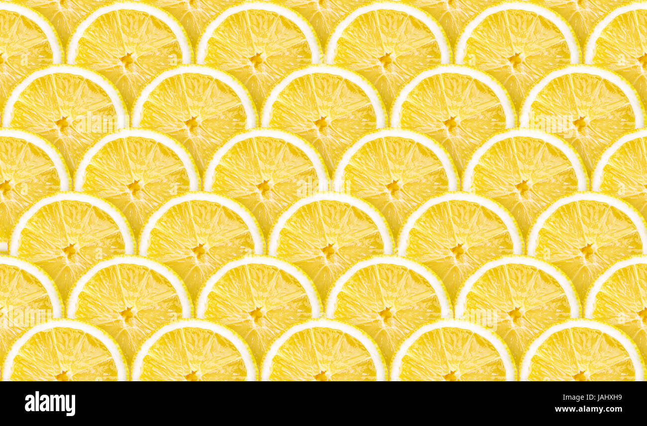 detaillierten Hintergrund aus vielen Zitronenscheiben, nahtlose Muster gefertigt Stockfoto