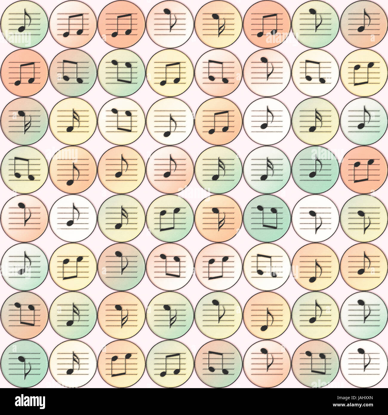 Musik Noten Muster auf einem rosa Hintergrund. Stockfoto