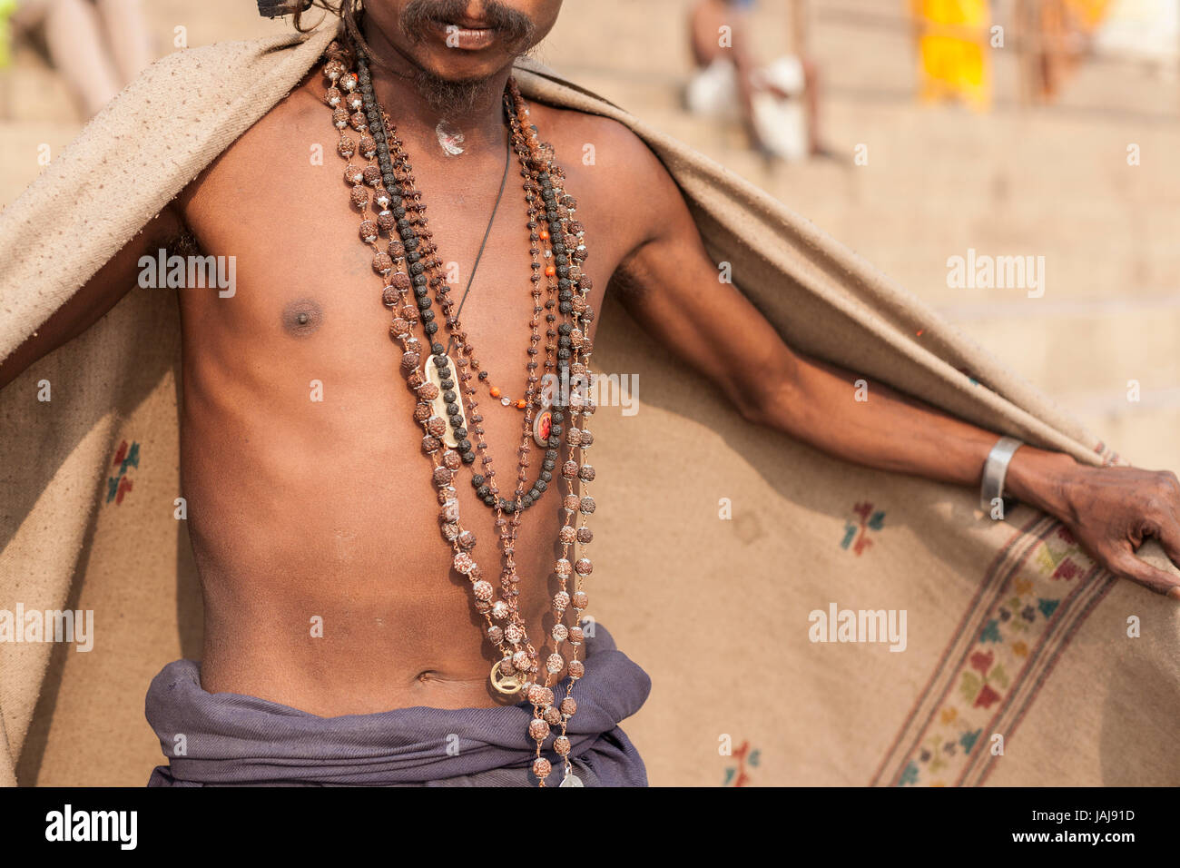 Heiliger Mann in Varanasi, Uttar Pradesh, Indien, Asien Stockfoto