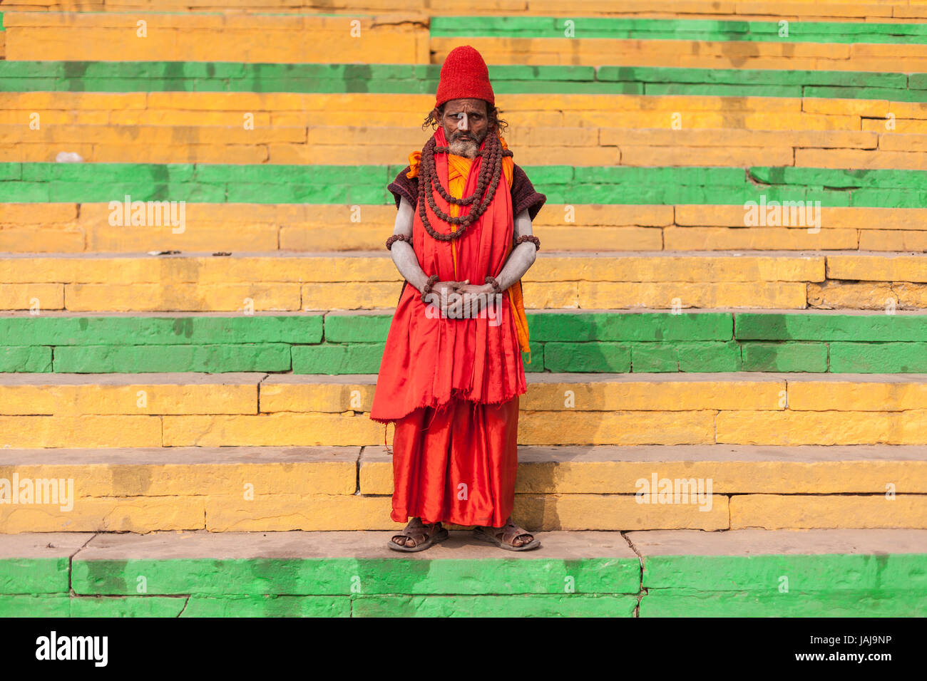 Heiliger Mann in Varanasi, Uttar Pradesh, Indien, Asien Stockfoto