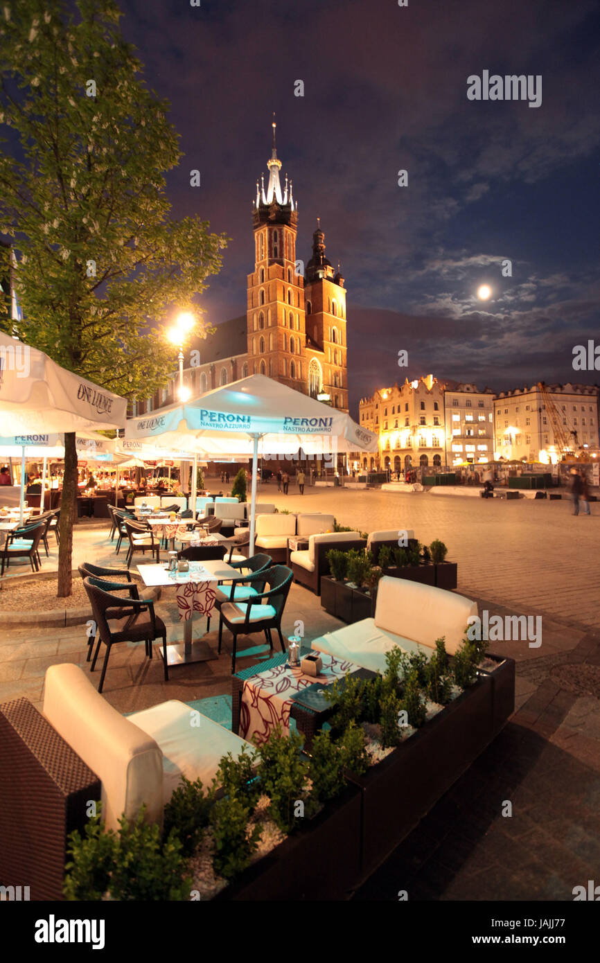 Polen, Krakau, kleine Pole, Rynek Glowny, quadratisch, Marien Kirche, Altstadt, Alltag, Stockfoto