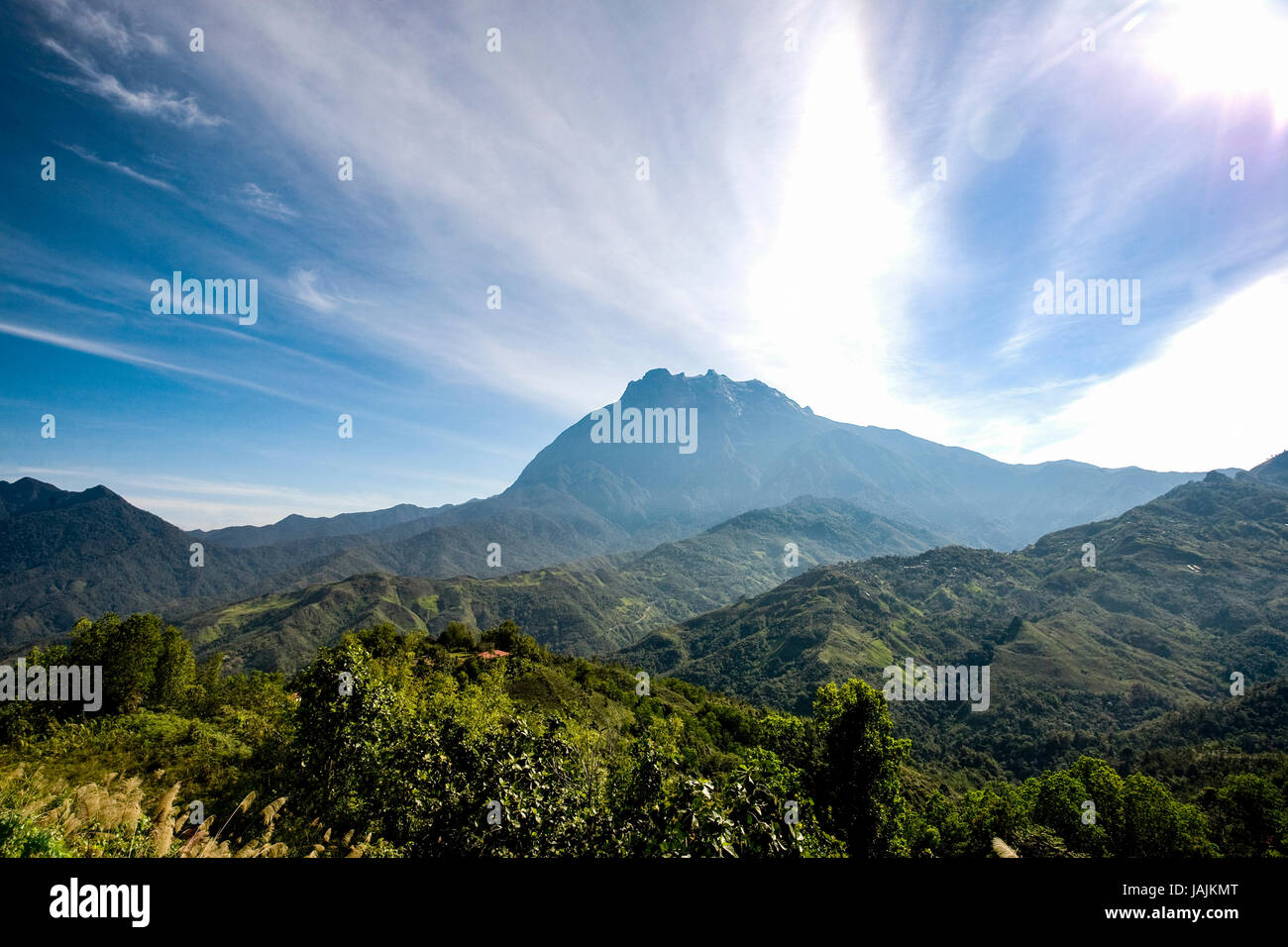 Klettersteige und Bergsteigen in Mount Kinabalu, Borneo, Malaysia. Stockfoto