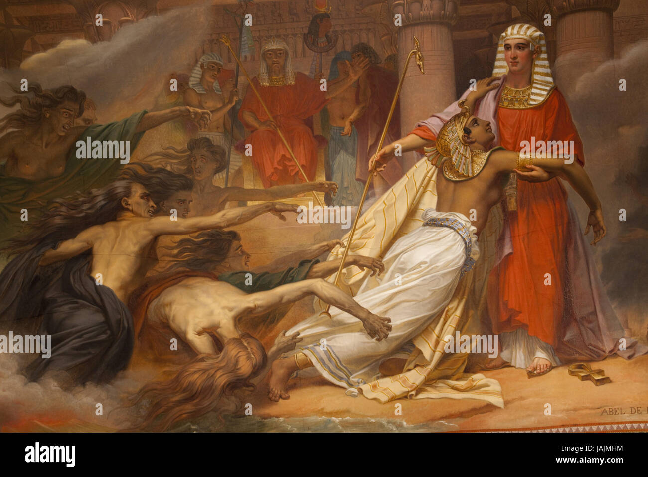 Frankreich, Paris, Louvre, Musée Charles X., Decke Fresken "Ägypten von Joseph gerettet" von Denis-Alexandre Abel de Pujol, Stockfoto