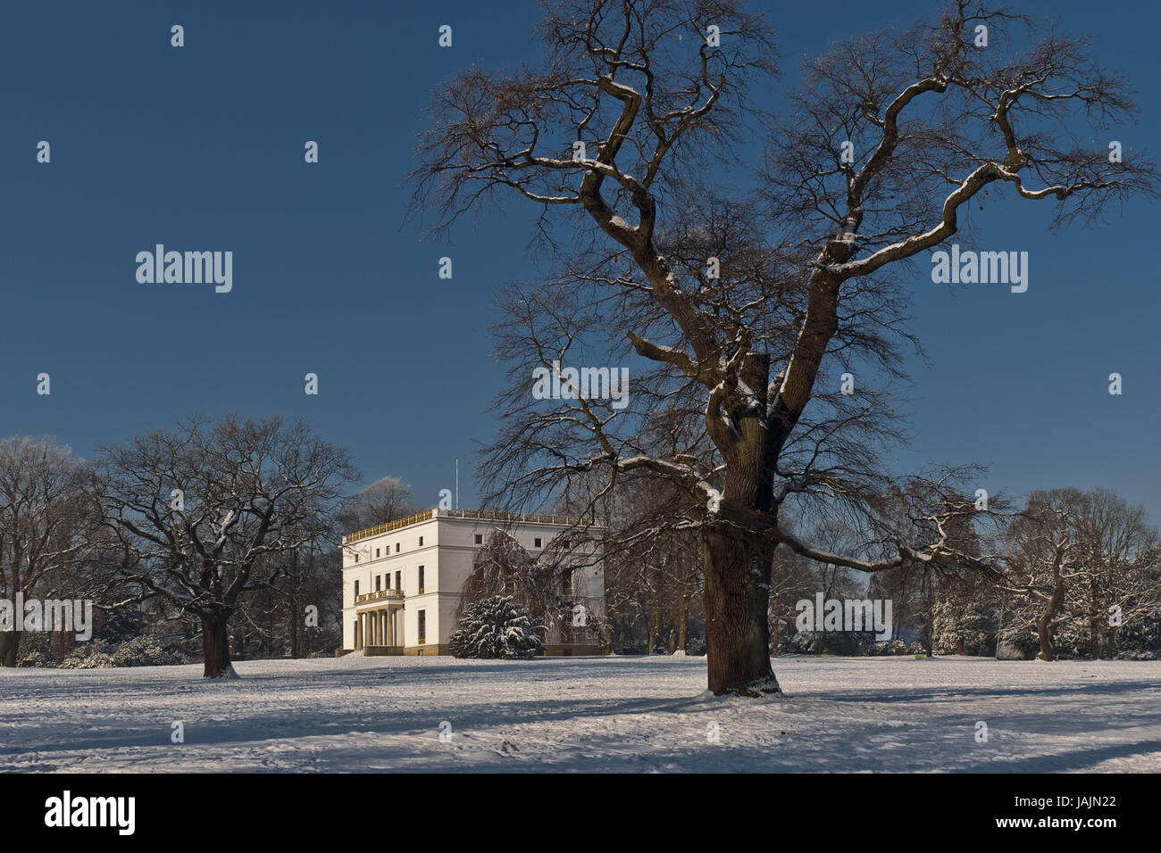Deutschland Hamburg Klein Flottbek Die Elbe Jenisch Park Jenisch Haus Eichen Winter Schnee Stockfotografie Alamy