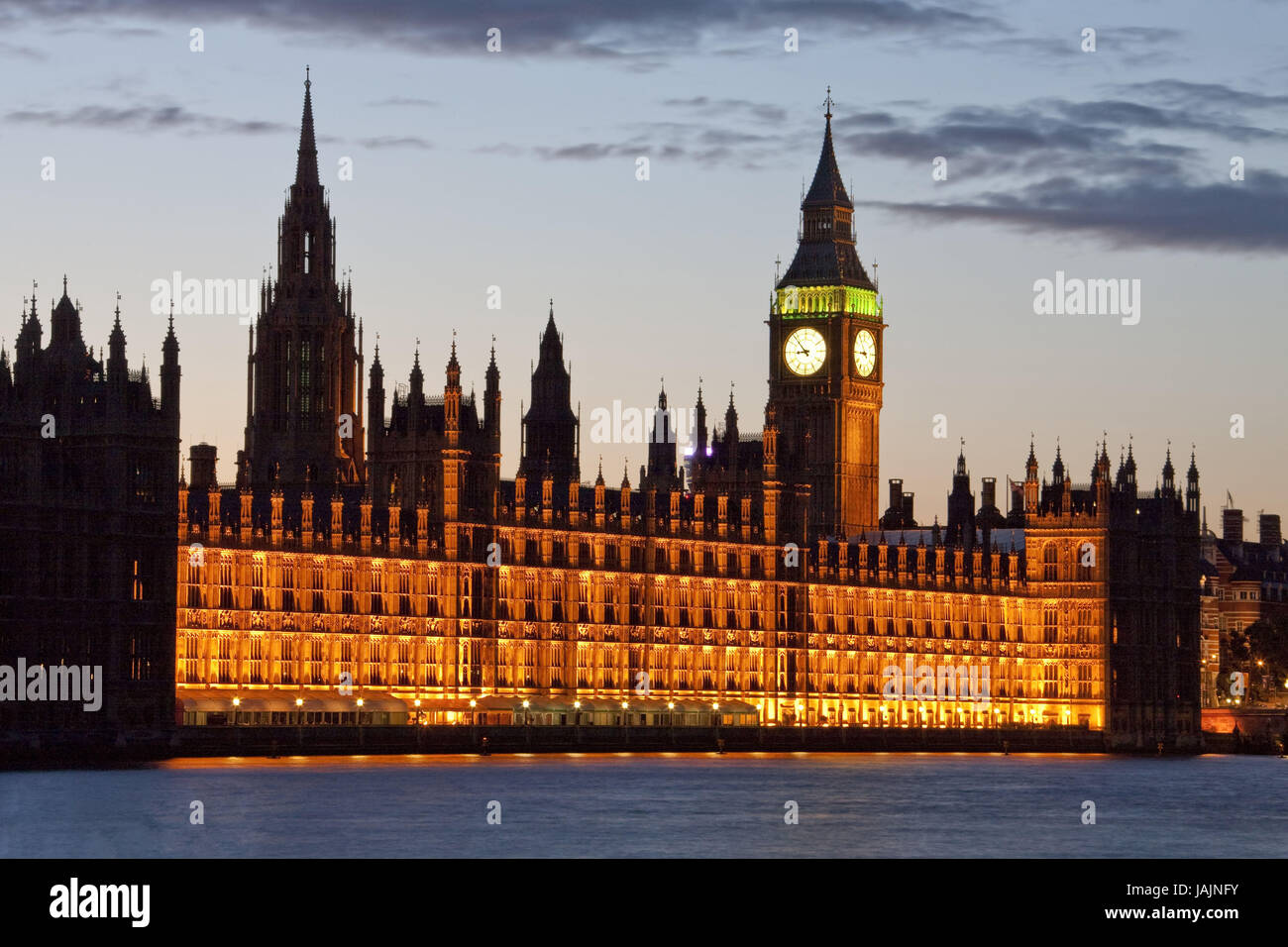 England, London, Houses of Parliament, Dämmerung, Stockfoto