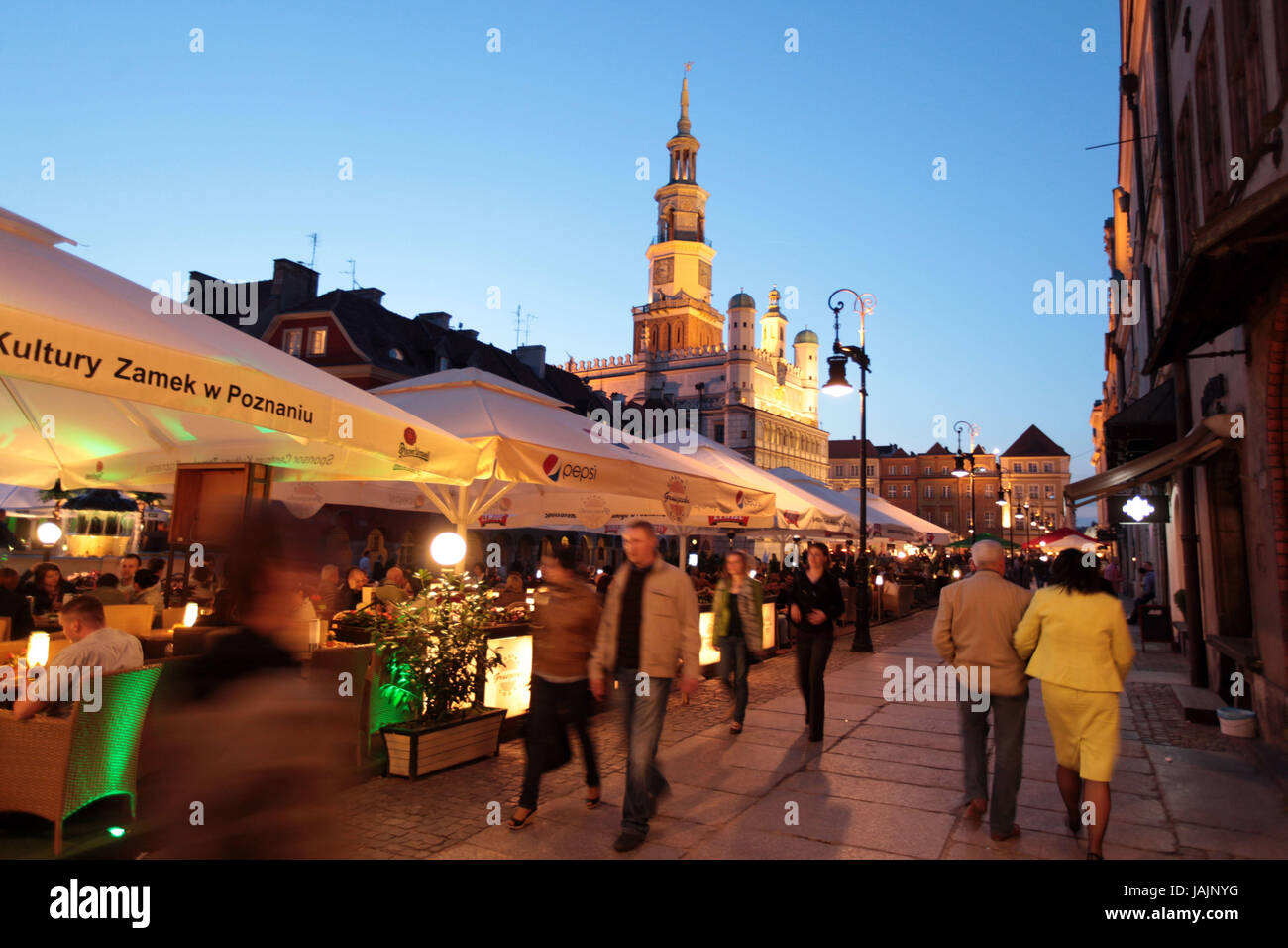 Polen, Posen, Poznan, Stary Rynek, quadratisch, Old Town, Alltag, Rynek, Rathaus, Rathausplatz, Restaurant, Café, Stockfoto