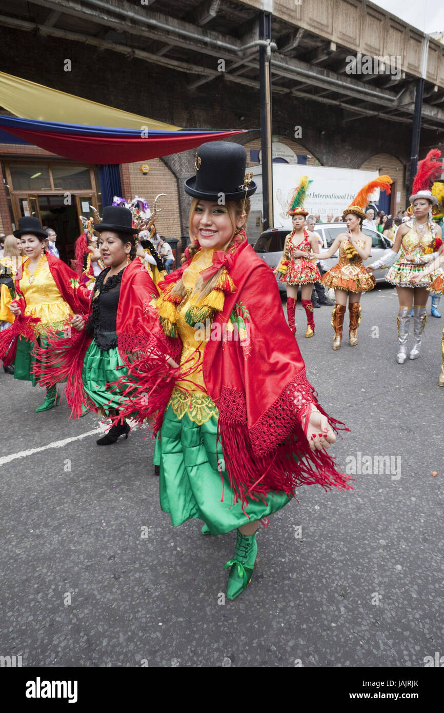 England, London, Festival "Carnaval del Pueblo", Bolivianische Ausgleich Rollen, Stockfoto