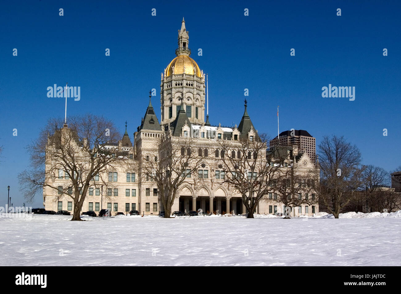 Die Landeshauptstadt von Connecticut in Hartford an einem Wintertag Stockfoto