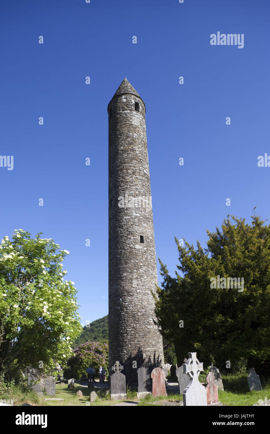 Irland, Grafschaft Wicklow, Glendalough Kreuzgang Siedlung, Stockfoto