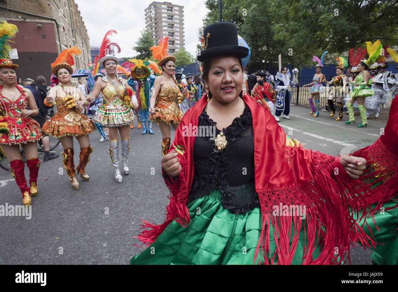 England, London, Festival "Carnaval del Pueblo", Bolivianische Ausgleich Rollen, Stockfoto