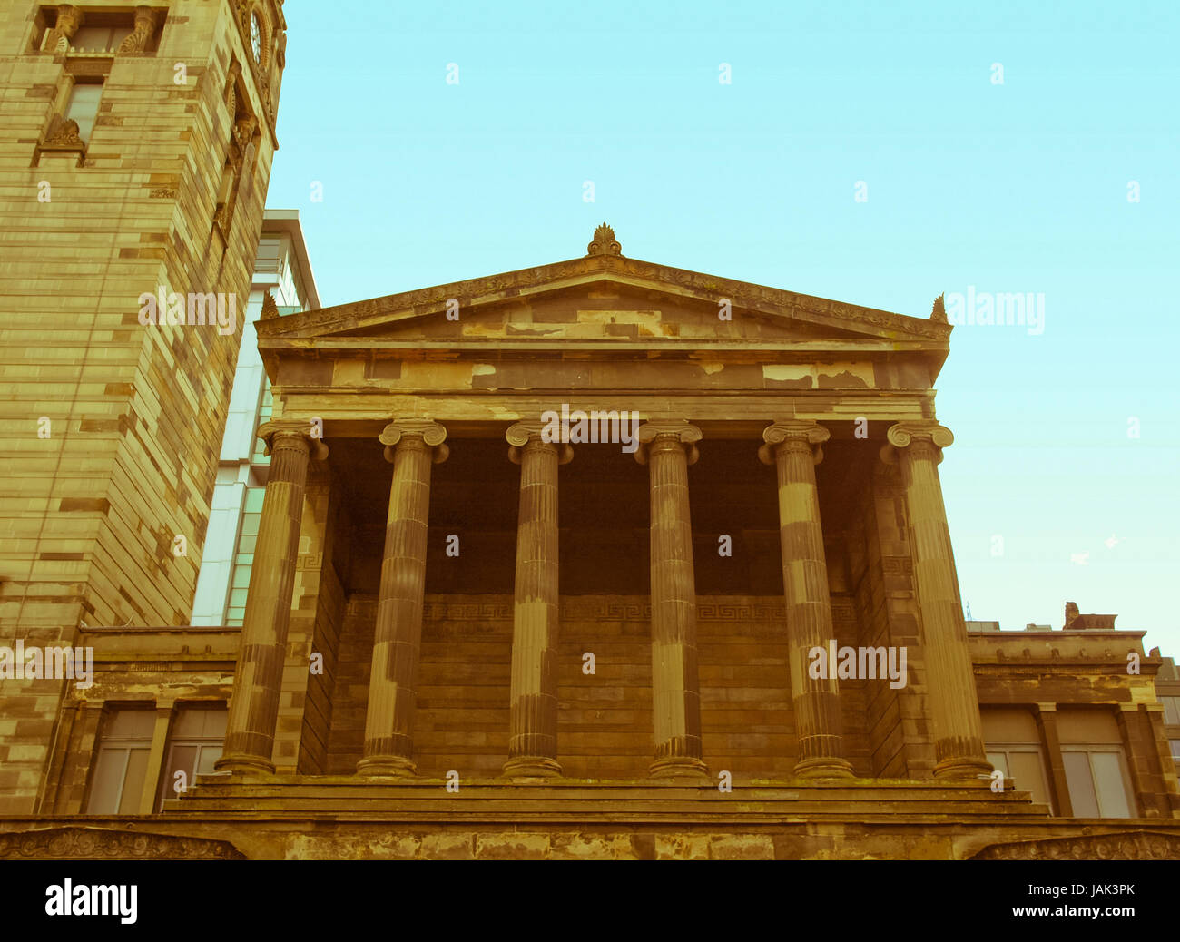 Jahrgang suchen The Greek Thomson Glasgow City Freikirche in Schottland, Großbritannien Stockfoto