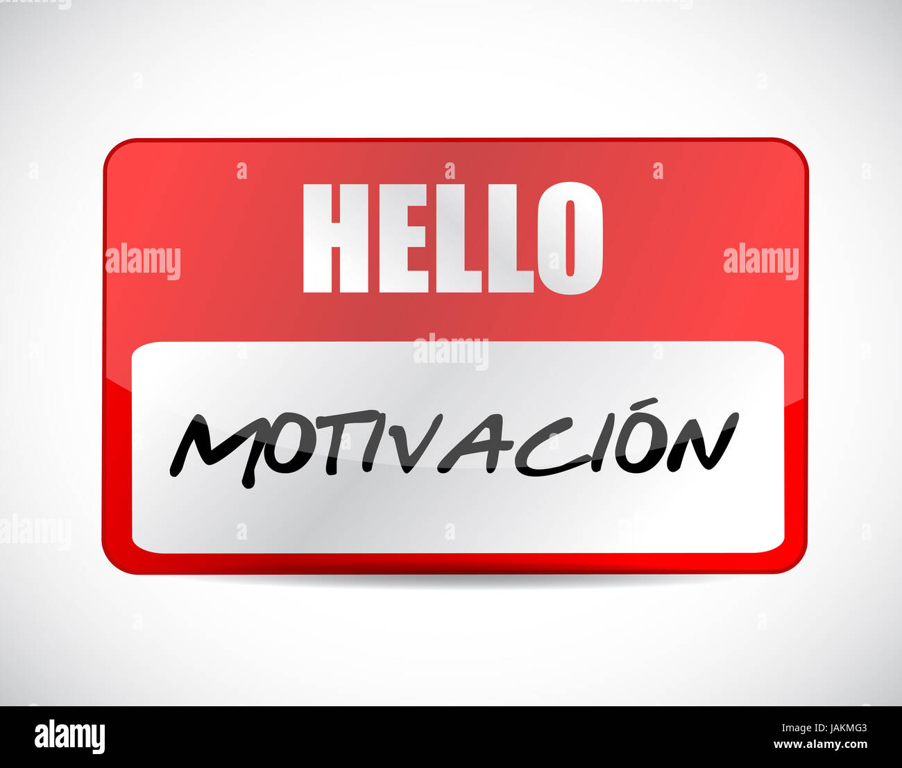Motivation-Tag Namensschild in spanischen Konzept Illustration Design Grafik über weiß Stockfoto