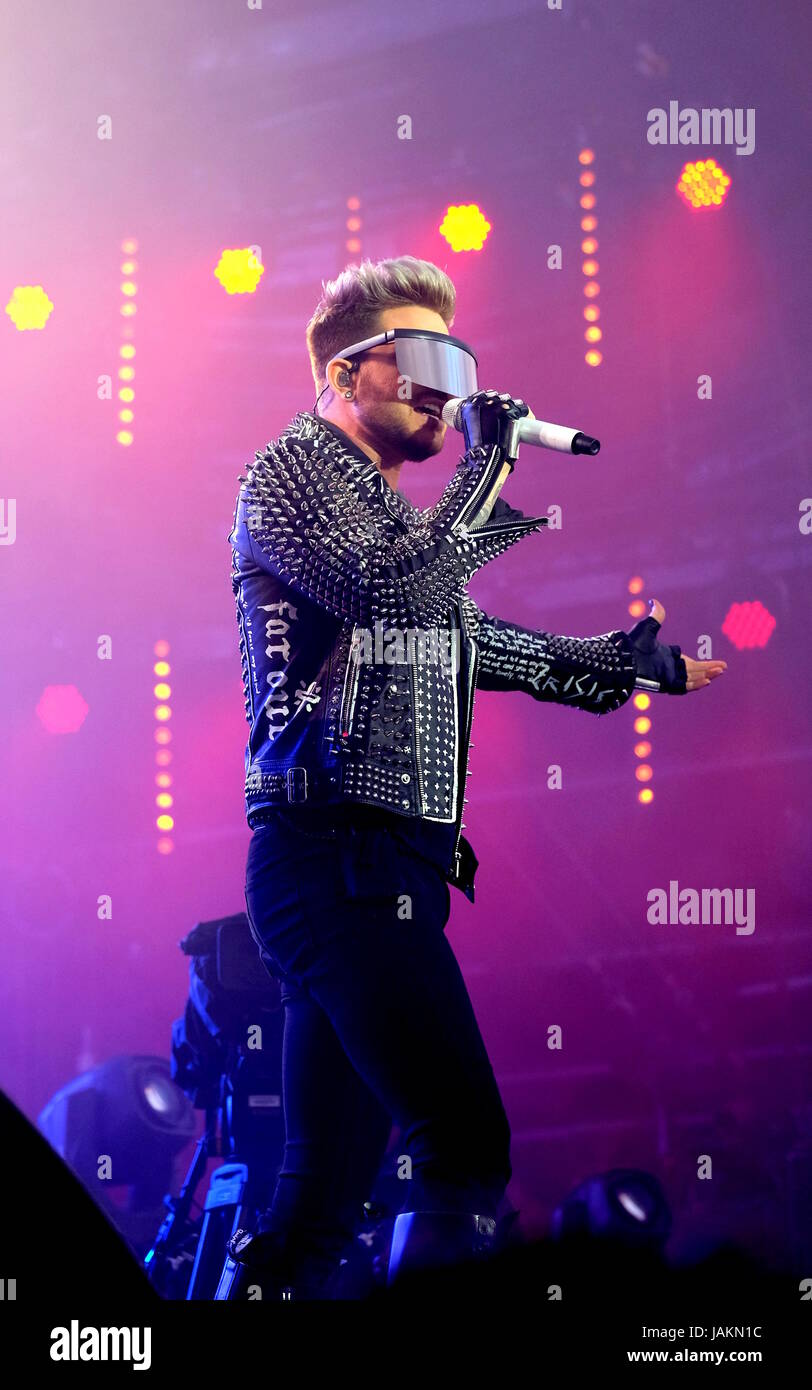 Adam Lambert und Königin beim Isle Of Wight Festival 12. Juni 2016, Newport IOW Stockfoto