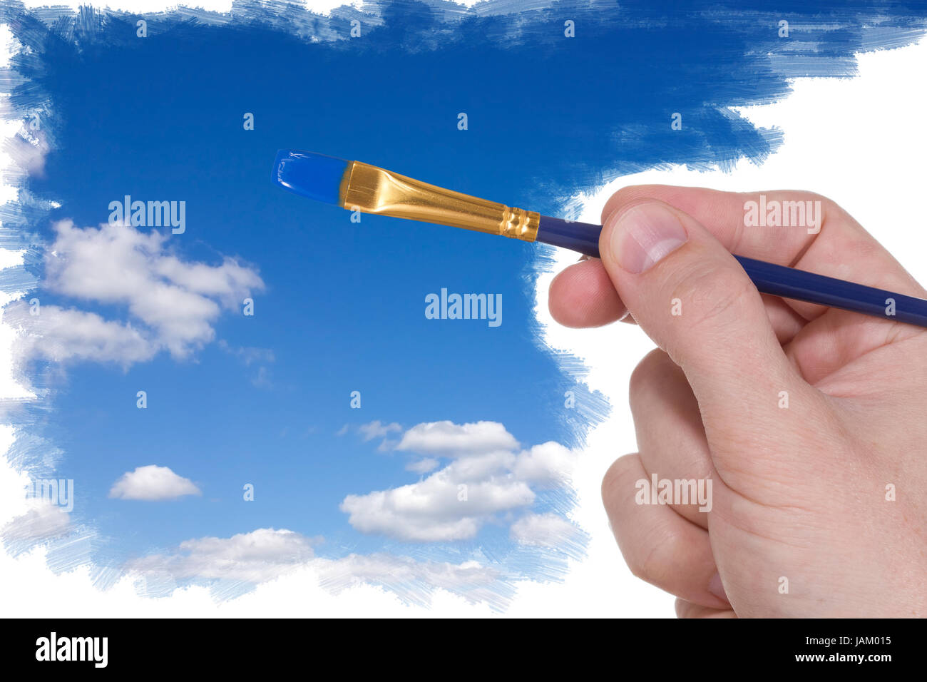 Künstler-Pinsel malen blauen Himmel mit Wolken Stockfotografie - Alamy