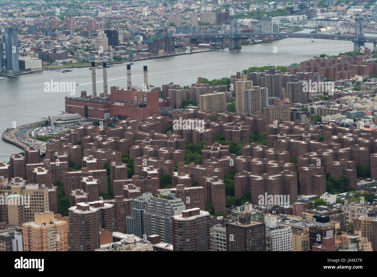 Blick auf Manhattan - New York. Im detail die Gebäude von Stuyvesant Town-Peter Cooper Village Stockfoto