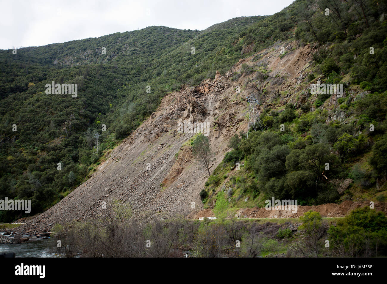 Erdrutsch auf der steilen Hügel - Kalifornien USA Stockfoto