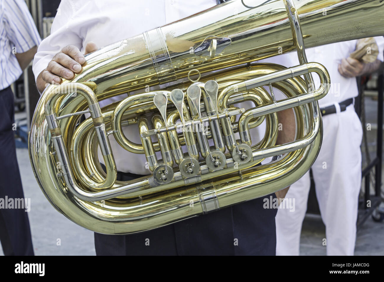 Musiker, spielt Posaune Straße Feier und Veranstaltung Stockfoto