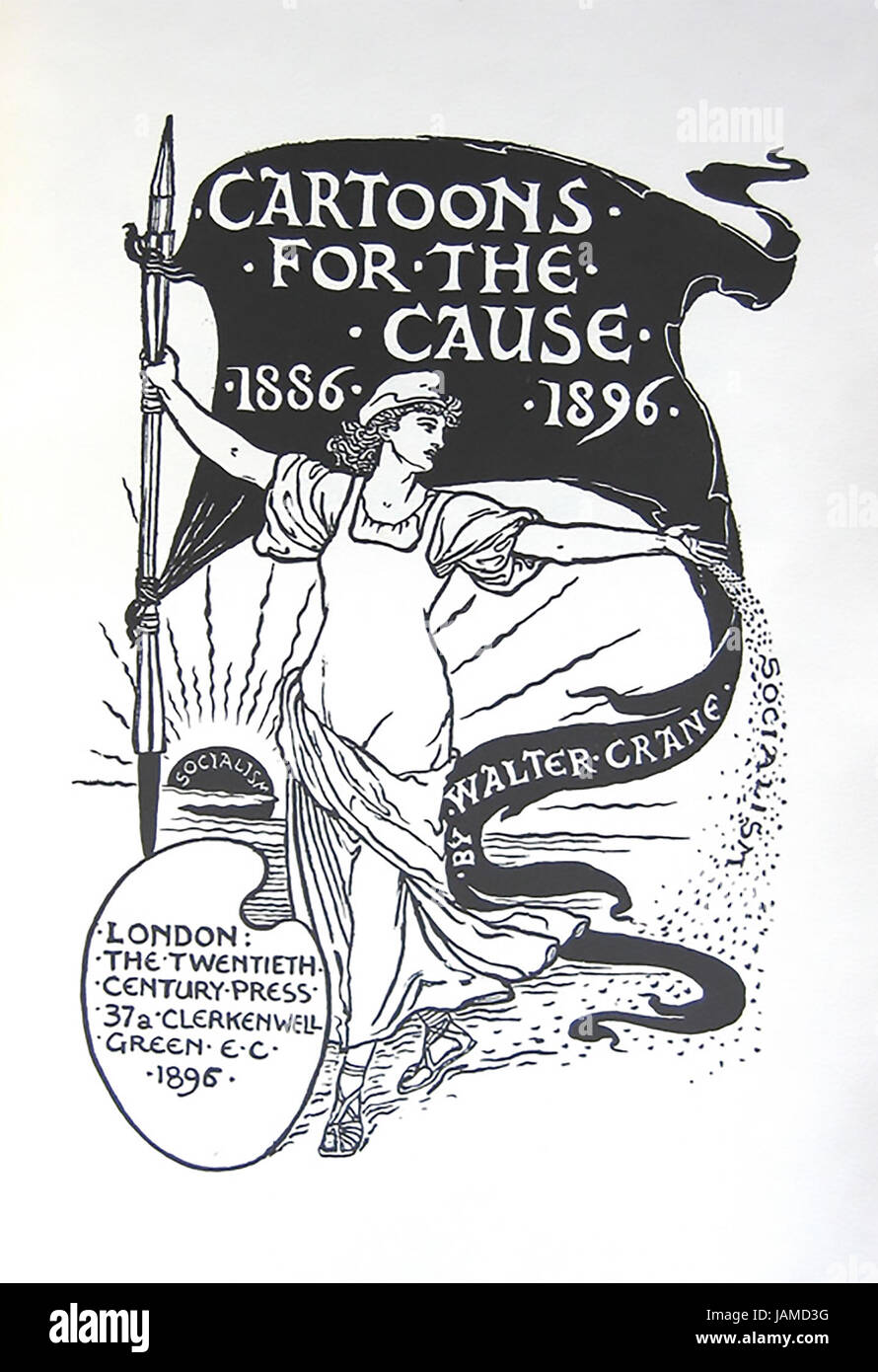 Englische Künstler WALTER CRANE (1845-1915). Abdeckung von seinem "Cartoons für die Ursache 1886-1889' veröffentlicht anlässlich der International Socialist Workers und Gewerkschaft-Kongreß in London im Jahre 1896 Stockfoto