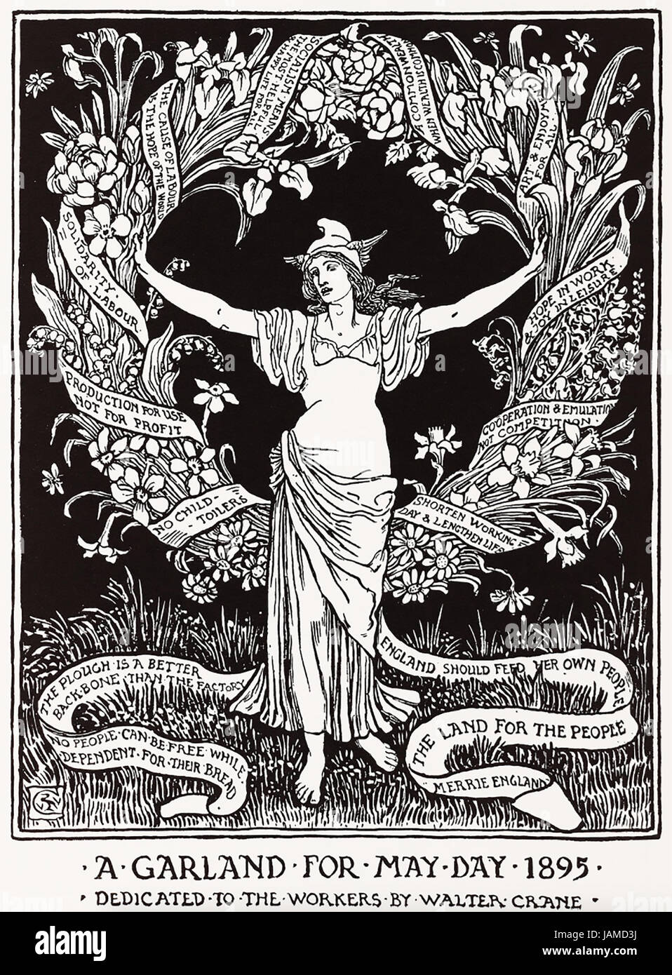 Englische Künstler WALTER CRANE (1845-1915). Gravur von seinem "Cartoons für die Ursache 1886-1889' veröffentlicht anlässlich der International Socialist Workers und Gewerkschaft-Kongreß in London im Jahre 1896 Stockfoto