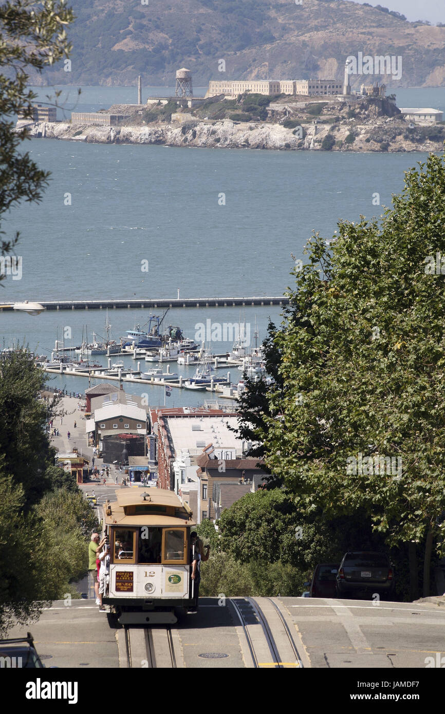 USA, California, San Francisco, Kabel-Trainer, Alcatraz, Powell Street, Stockfoto