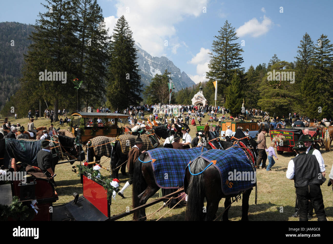 Deutschland, Oberbayern, Mittenwald, Georgi Ritt, Kutschen, Stockfoto