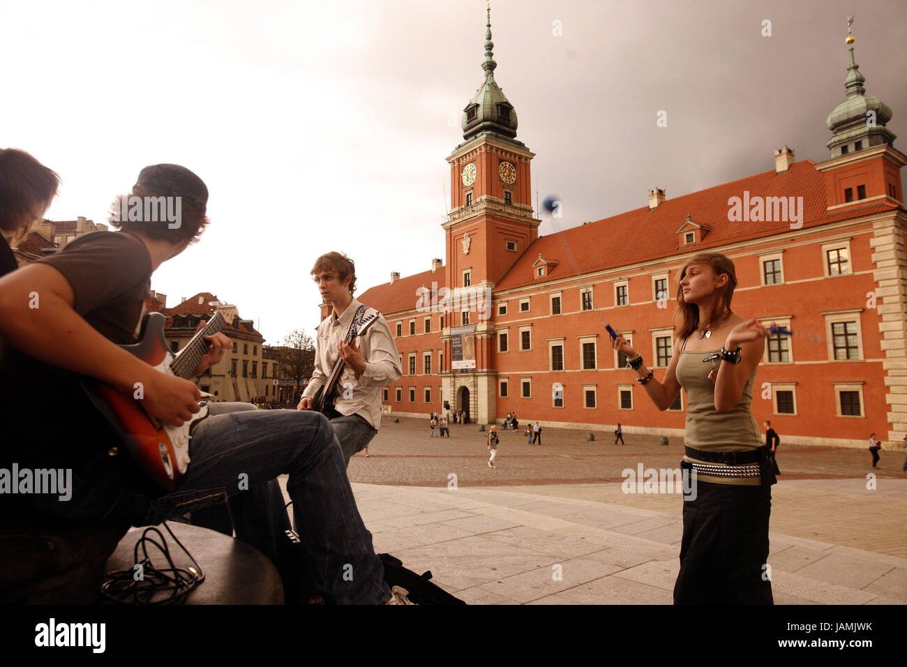 Polen, Warschau, Altstadt, Schloss, Schlossplatz, Straßenmusiker, Stockfoto