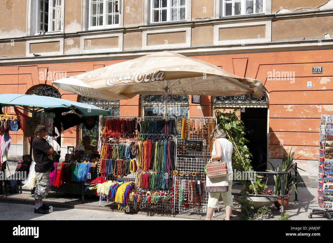 Polen, Warschau, Old Town, Schlossplatz, Straßenhändler, Stockfoto