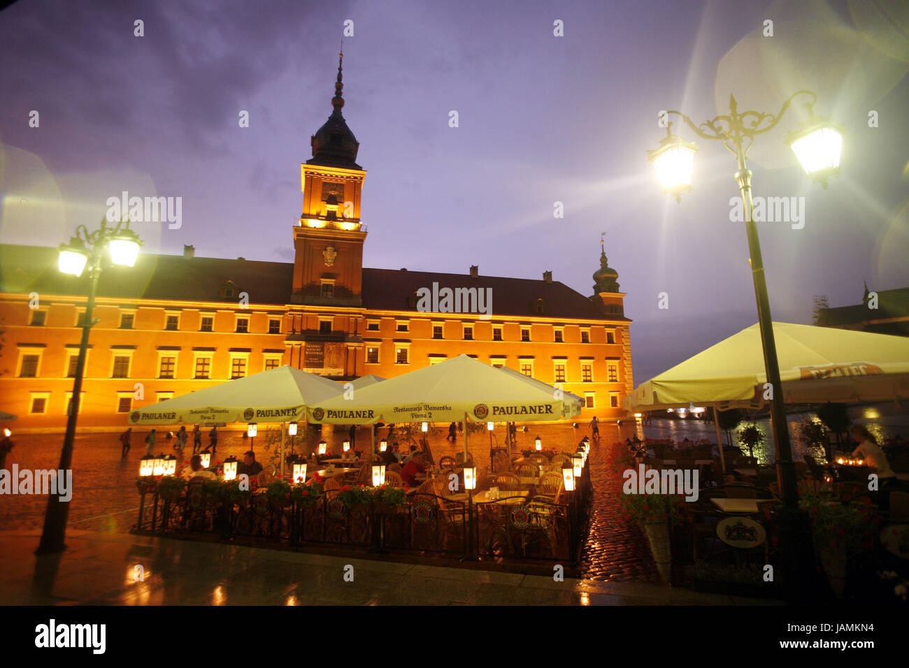 Polen, Warschau, Old Town, Königliches Schloss, Schlossplatz, Abend, Stockfoto