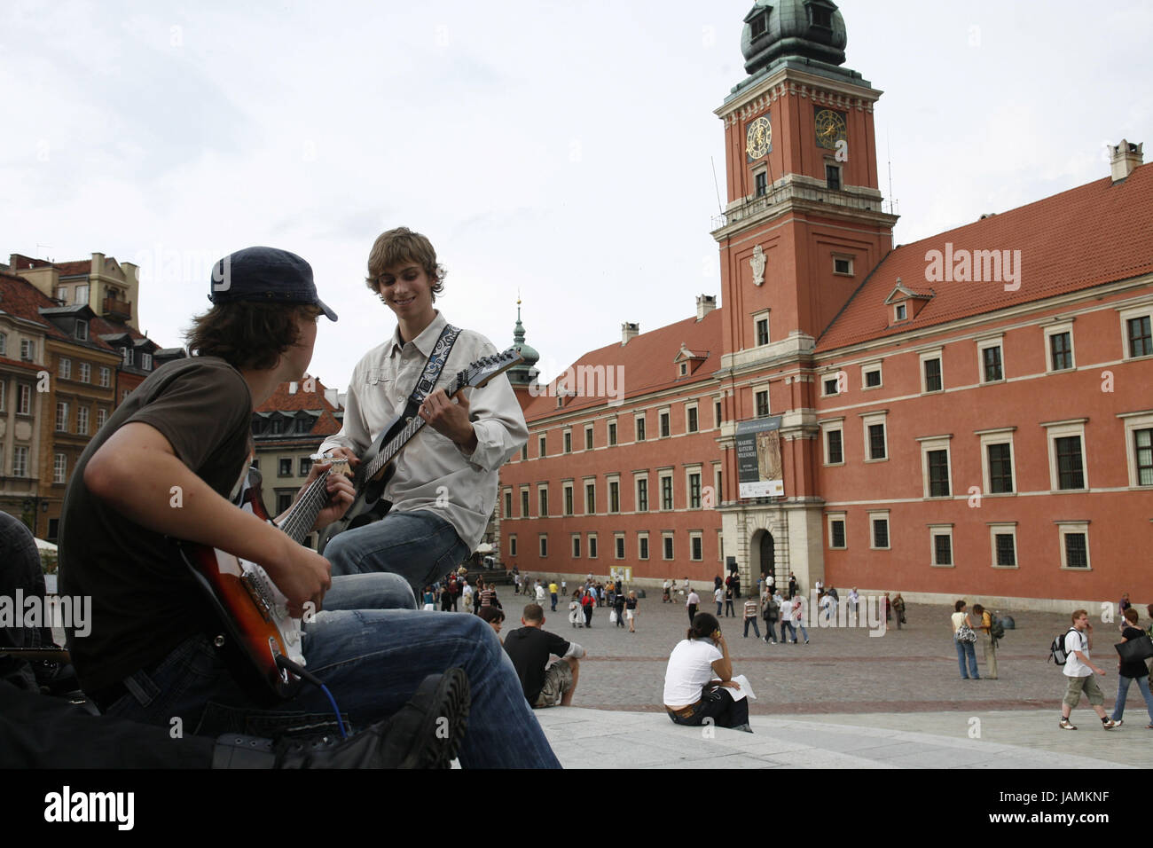 Polen, Warschau, Altstadt, Schloss, Schlossplatz, Straßenmusiker, Stockfoto