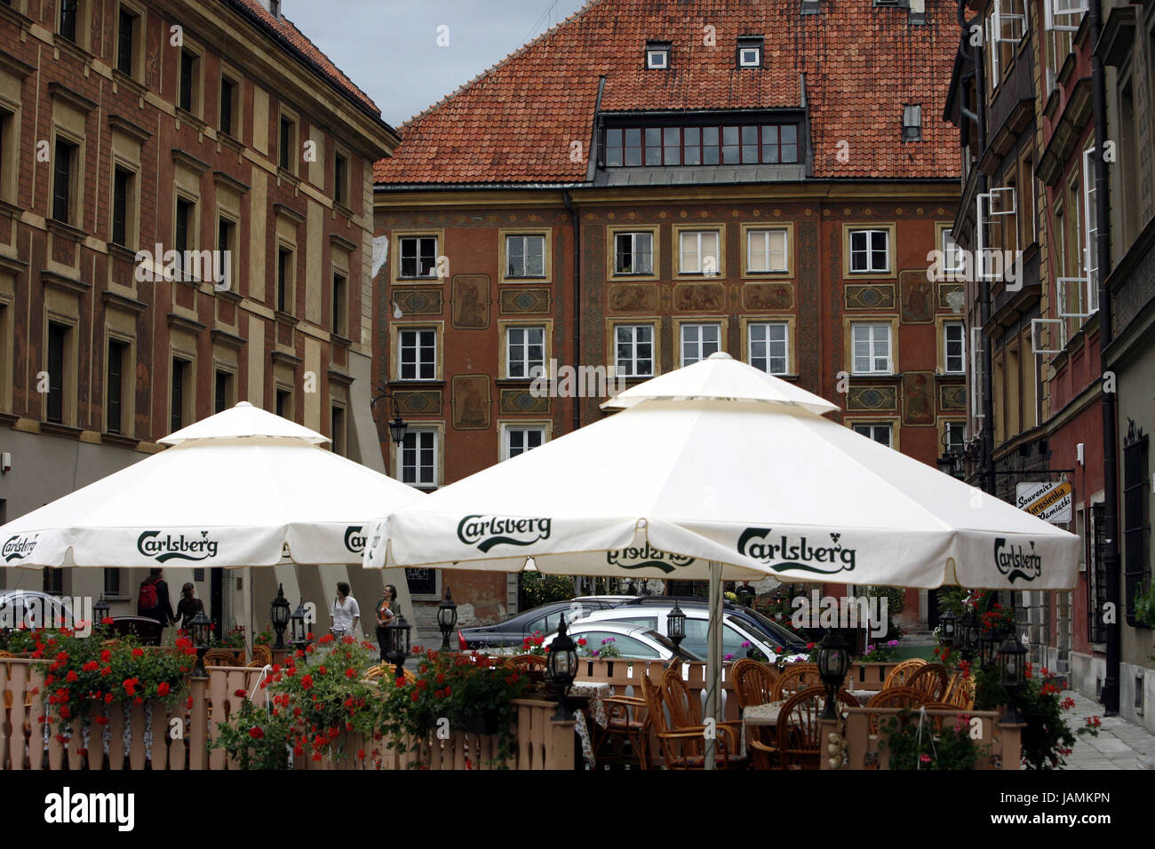 Polen, Warschau, Old Town, quadratisch, street bar Stockfoto