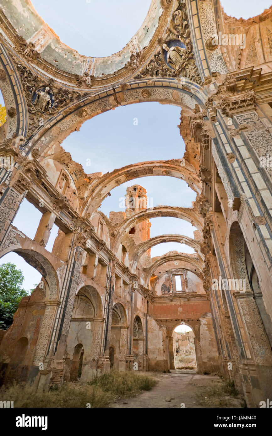 Spanien, Aragon, Belchite, Ruinen, Stockfoto