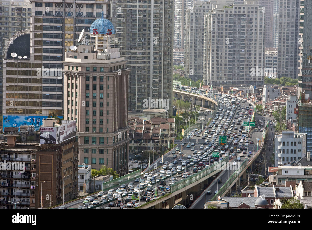 China, Shanghai, Sonderwirtschaftszone Bezirk, Straße, Verkehr, Stockfoto