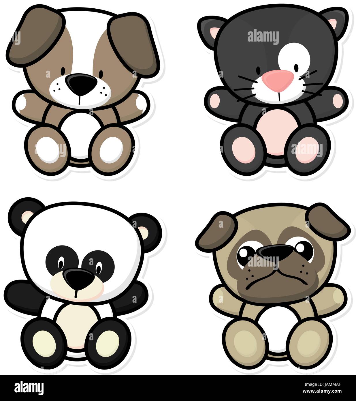 Vektor Cartoon Illustration Von Vier Tierbabys Isoliert Auf Weissem Hintergrund Ideal Fur Kinder Dekoration Stock Vektorgrafik Alamy