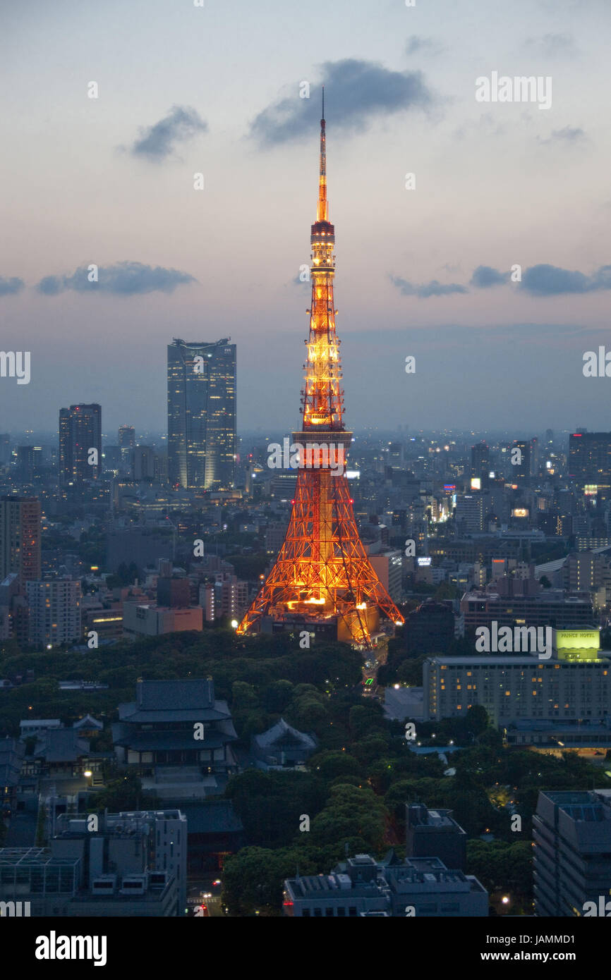 Japan, Tokio, Minato-Ku-Distrikt, Tokyo Tower, Übersicht, Stockfoto