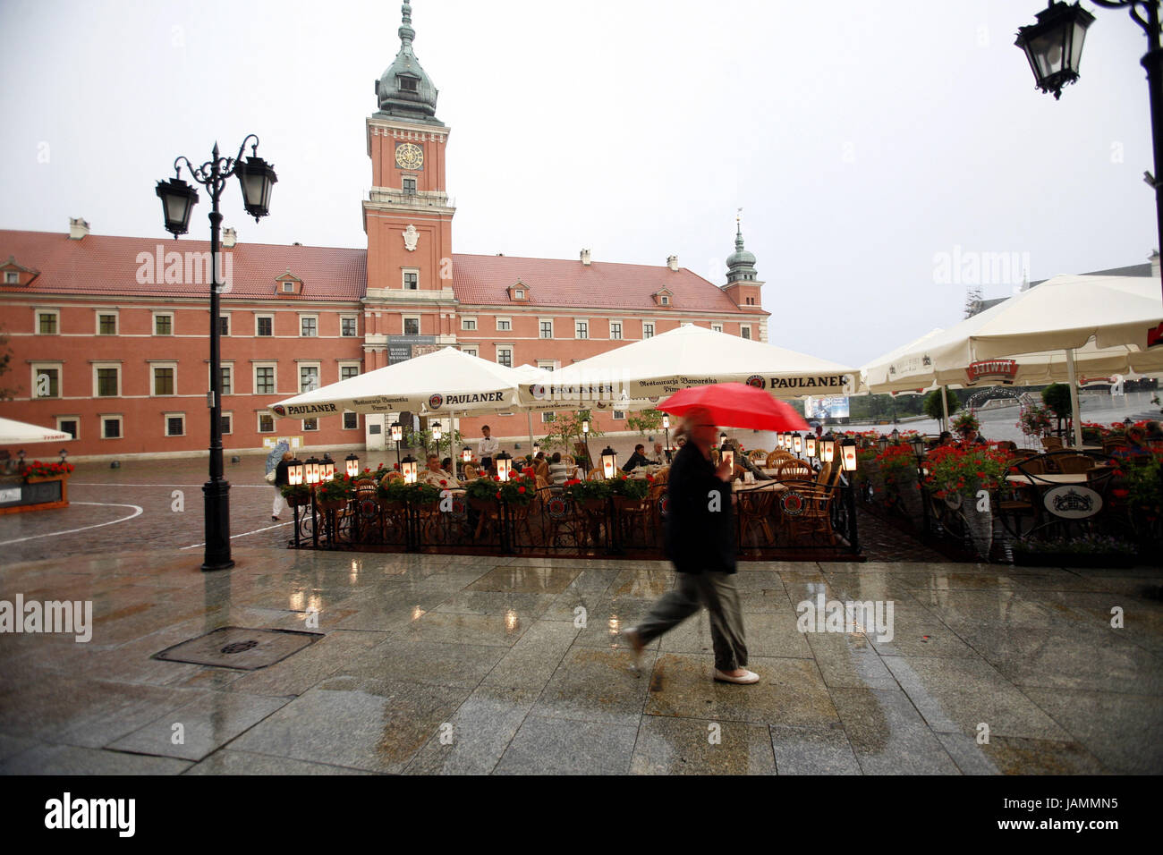 Polen, Warschau, Old Town, Königliches Schloss, Schlossplatz, Regen, Stockfoto