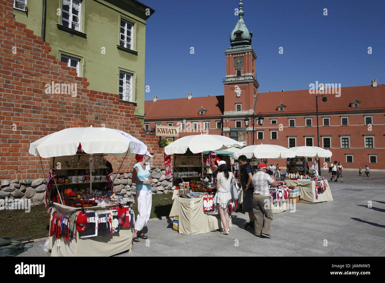 Polen, Warschau, Altstadt, Königliches Schloss, Schlossplatz, Straßenhändler, Stockfoto