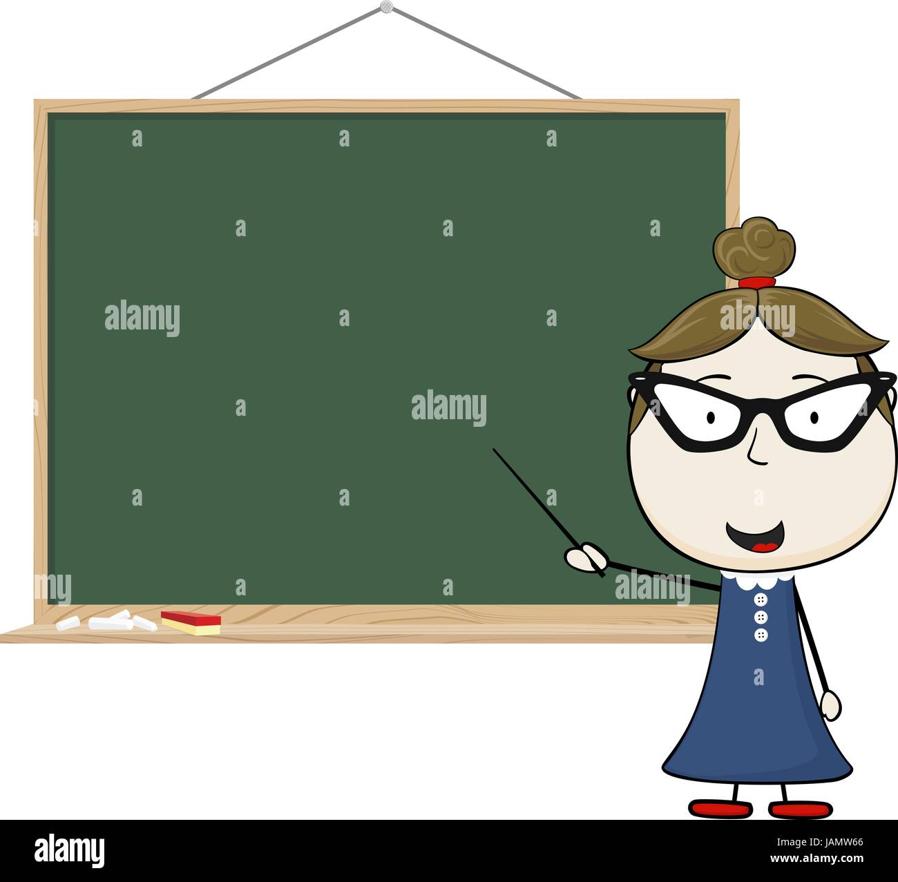 Cartoon-Illustration von Lehrer und Tafel isoliert auf weißem Hintergrund Stock Vektor