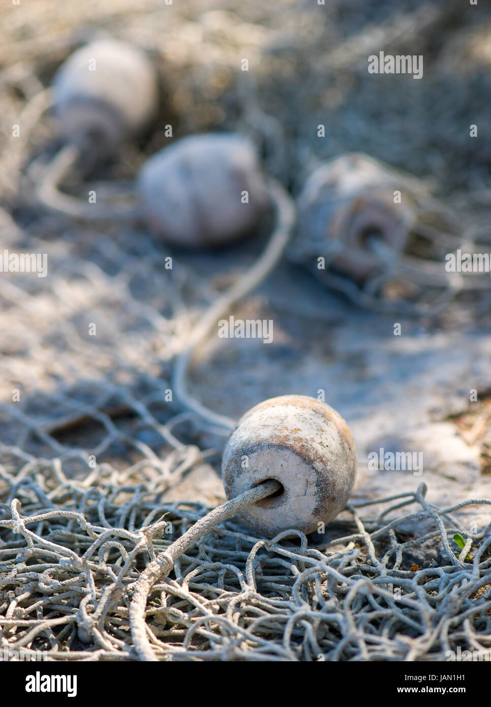 Details zu einer alten Fischernetz Stockfoto