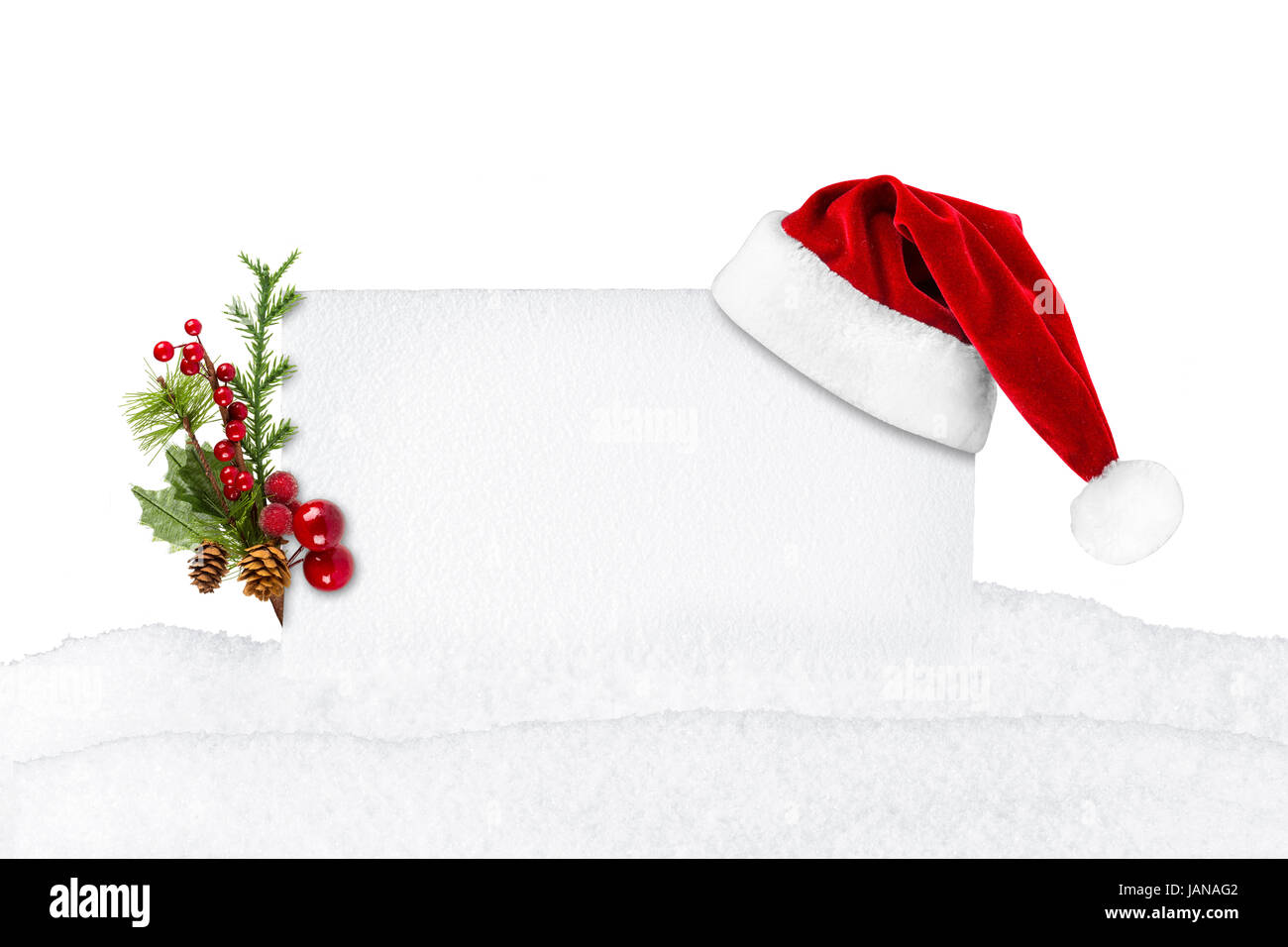 Leere Weihnachtskarte Vorz Holzwand Und Schnee Stockfoto