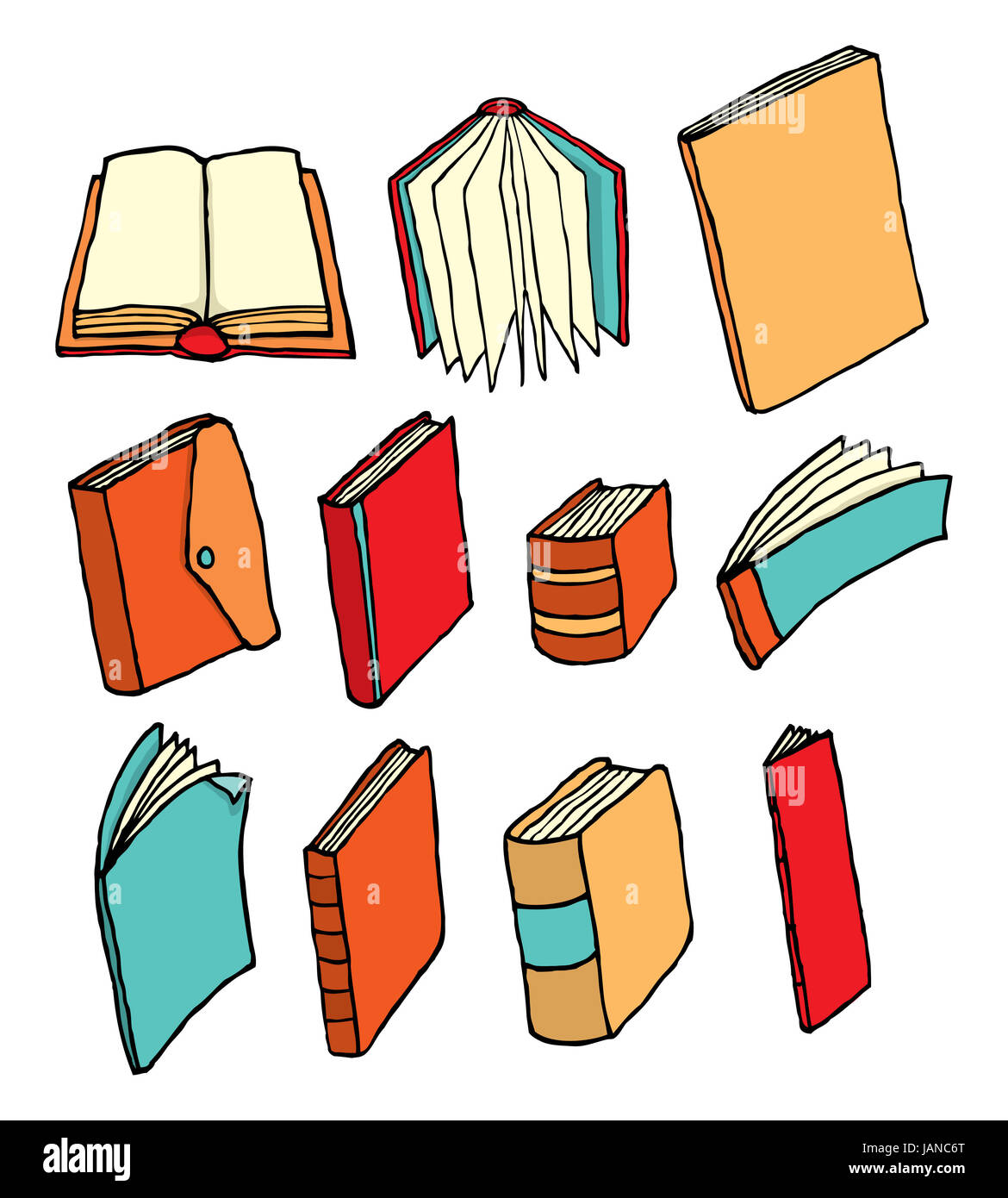 Bunte Printmedien / Lehrbuchsammlung Stockfoto