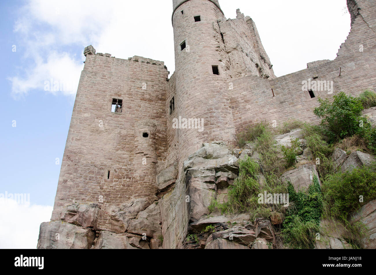 Die Burg Hanstein in Thüringen, eines der größten mittelalterlichen Burgruinen Deutschlands Stockfoto