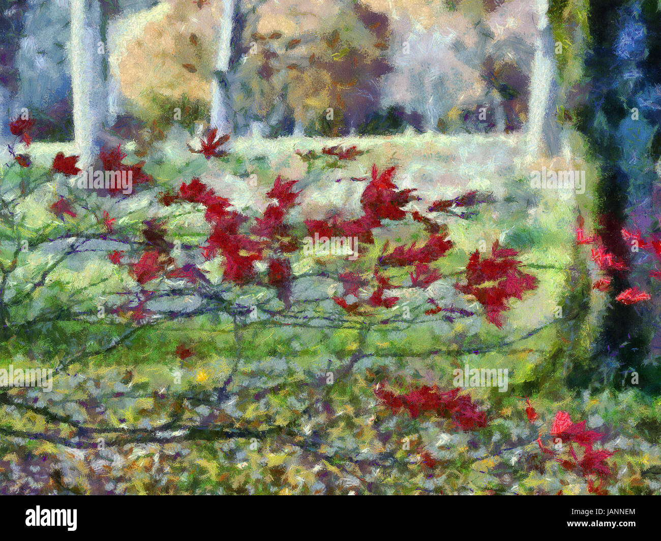 Ahornbaum im Stil von Monet Stockfoto