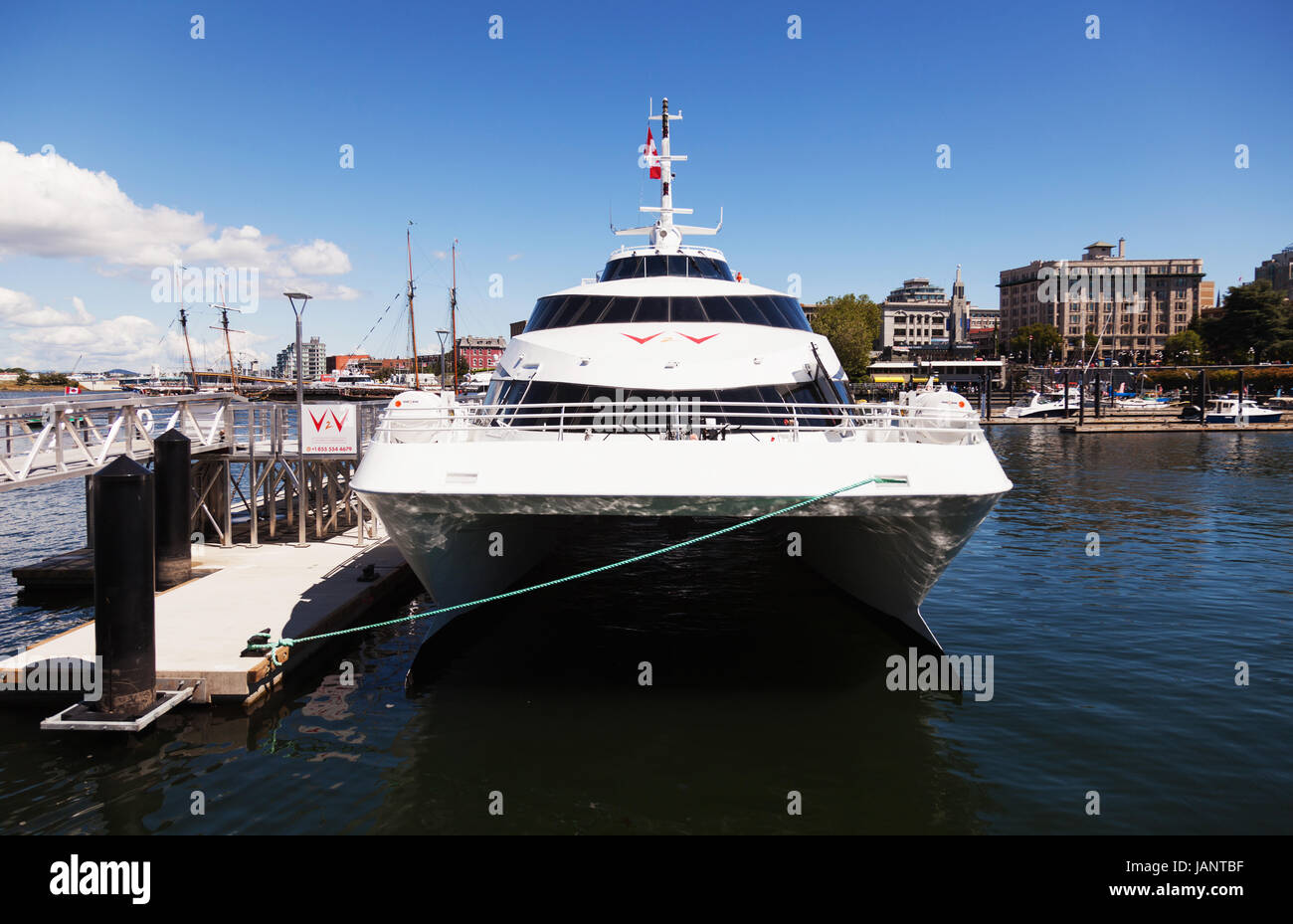 Die neue Luxus-Fähre V2V Kaiserin Victoria Harbour. Victoria BC Kanada Stockfoto