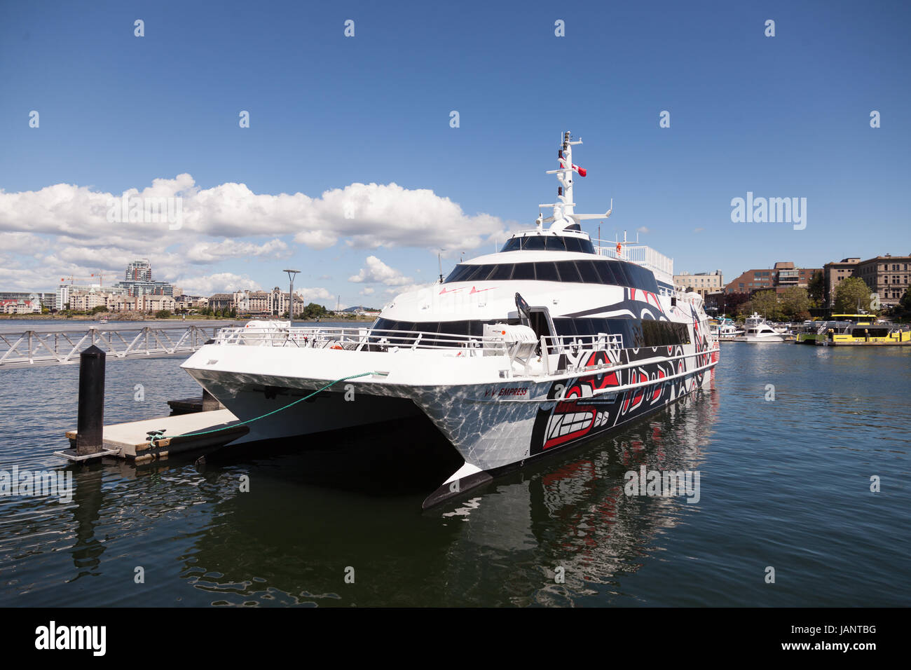 Die neue Luxus-Fähre V2V Kaiserin Victoria Harbour. Victoria BC Kanada Stockfoto