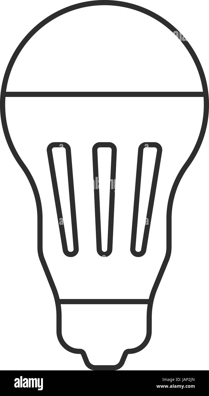schwarze dünne Linie led Glühbirne Symbol. Konzept der Energieeinsparung, Beleuchtung, Leuchten, Halogen, Leuchtkraft. isoliert auf weißem Hintergrund. flache tre Stock Vektor