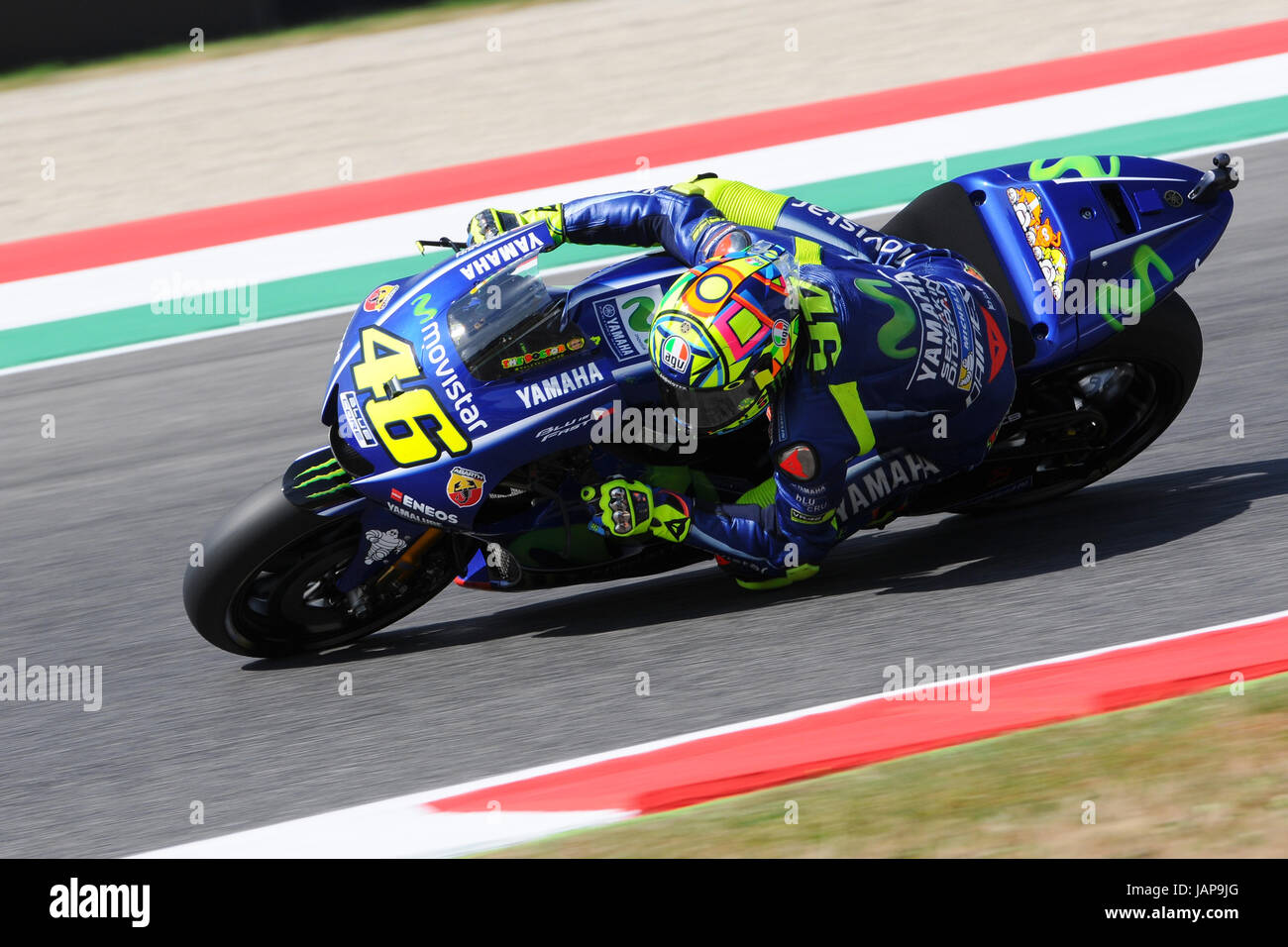 MUGELLO - Italien, Juni 2: Italienische Yamaha-Fahrer Valentino Rossi in 2017 MotoGP GP von Italien am 2. Juni 2017 Stockfoto