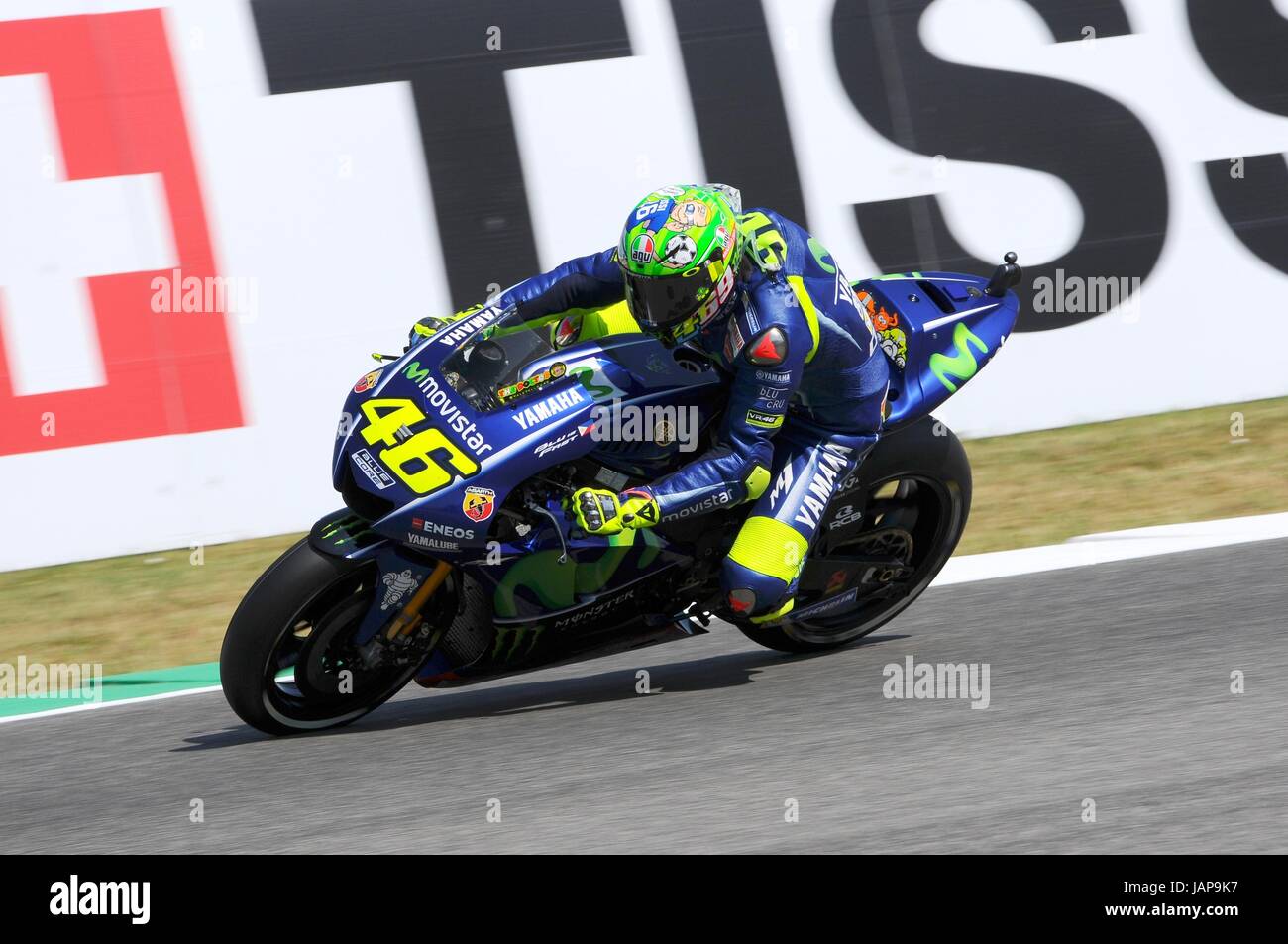 MUGELLO - Italien, Juni 2: Italienische Yamaha-Fahrer Valentino Rossi in 2017 MotoGP GP von Italien am 2. Juni 2017 Stockfoto