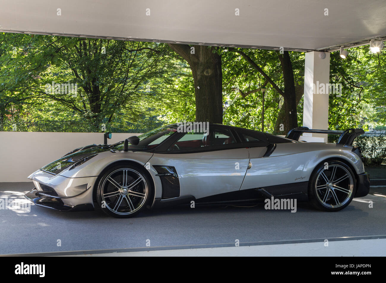 Turin, Italien, 7. Juni 2017. Ein Pagani Huayra BC. Dritte Auflage des Parco Valentino Auto Showcars Gastgeber von vielen Automobilherstellern und Auto-Designer Valentino Park in Turin, Italien. Stockfoto