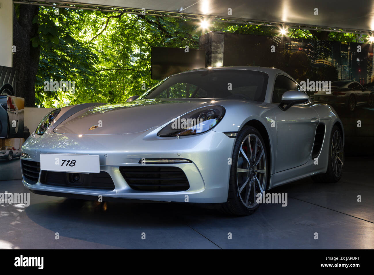 Turin, Italien, 7. Juni 2017. Ein Porsche 718. Dritte Auflage des Parco Valentino Auto Showcars Gastgeber von vielen Automobilherstellern und Auto-Designer Valentino Park in Turin, Italien. Stockfoto